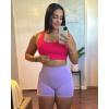imageAUROLA Power Racerback Sport Bra for WomenSeamless Padded Active Workout Gym Yoga Crop Tank TopRaspberry Sorbet