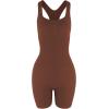 imageAUROLA Power Romper for Women Workout Yoga Gym Seamless One Piece Racerback Jumpsuit Tummy Control Padded Sports BraCappuccino