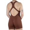 imageAUROLA Power Romper for Women Workout Yoga Gym Seamless One Piece Racerback Jumpsuit Tummy Control Padded Sports BraCappuccino