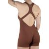 imageAUROLA Power Romper for Women Workout Yoga Gym Seamless One Piece Racerback Jumpsuit Tummy Control Padded Sports BraCappuccino