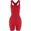 imageAUROLA Power Romper for Women Workout Yoga Gym Seamless One Piece Racerback Jumpsuit Tummy Control Padded Sports BraChili Red