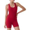 imageAUROLA Power Romper for Women Workout Yoga Gym Seamless One Piece Racerback Jumpsuit Tummy Control Padded Sports BraChili Red