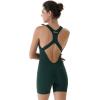 imageAUROLA Power Romper for Women Workout Yoga Gym Seamless One Piece Racerback Jumpsuit Tummy Control Padded Sports BraForest Green