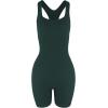 imageAUROLA Power Romper for Women Workout Yoga Gym Seamless One Piece Racerback Jumpsuit Tummy Control Padded Sports BraForest Green