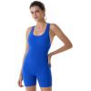 imageAUROLA Power Romper for Women Workout Yoga Gym Seamless One Piece Racerback Jumpsuit Tummy Control Padded Sports BraKlein Blue