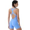 imageAUROLA Power Romper for Women Workout Yoga Gym Seamless One Piece Racerback Jumpsuit Tummy Control Padded Sports BraSerenity Blue