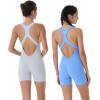 imageAUROLA Power Romper for Women Workout Yoga Gym Seamless One Piece Racerback Jumpsuit Tummy Control Padded Sports BraSmokey Grey