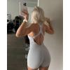 imageAUROLA Power Romper for Women Workout Yoga Gym Seamless One Piece Racerback Jumpsuit Tummy Control Padded Sports BraSmokey Grey