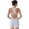 imageAUROLA Power Romper for Women Workout Yoga Gym Seamless One Piece Racerback Jumpsuit Tummy Control Padded Sports BraSmokey Grey