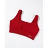 imageAUROLA Power Sports Bras for Women  Push Up Workout Bra Square Neck Yoga Bra Padded Low Impact Gym Bra Crop TopFlame Red