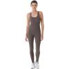 imageAUROLA Power Workout Jumpsuit for Women Yoga Gym Seamless One Piece Racerback Tummy Control Padded Bra JumpsuitChestnut Brown