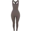imageAUROLA Power Workout Jumpsuit for Women Yoga Gym Seamless One Piece Racerback Tummy Control Padded Bra JumpsuitChestnut Brown
