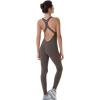 imageAUROLA Power Workout Jumpsuit for Women Yoga Gym Seamless One Piece Racerback Tummy Control Padded Bra JumpsuitChestnut Brown