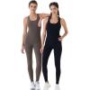 imageAUROLA Power Workout Jumpsuit for Women Yoga Gym Seamless One Piece Racerback Tummy Control Padded Bra JumpsuitChestnut Brown