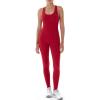 imageAUROLA Power Workout Jumpsuit for Women Yoga Gym Seamless One Piece Racerback Tummy Control Padded Bra JumpsuitChili Red