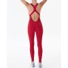imageAUROLA Power Workout Jumpsuit for Women Yoga Gym Seamless One Piece Racerback Tummy Control Padded Bra JumpsuitChili Red