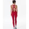 imageAUROLA Power Workout Jumpsuit for Women Yoga Gym Seamless One Piece Racerback Tummy Control Padded Bra JumpsuitChili Red