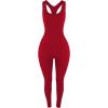 imageAUROLA Power Workout Jumpsuit for Women Yoga Gym Seamless One Piece Racerback Tummy Control Padded Bra JumpsuitChili Red