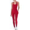 imageAUROLA Power Workout Jumpsuit for Women Yoga Gym Seamless One Piece Racerback Tummy Control Padded Bra JumpsuitChili Red