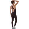 imageAUROLA Power Workout Jumpsuit for Women Yoga Gym Seamless One Piece Racerback Tummy Control Padded Bra JumpsuitCoffee Bean