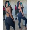 imageAUROLA Power Workout Jumpsuit for Women Yoga Gym Seamless One Piece Racerback Tummy Control Padded Bra JumpsuitDark Grey