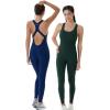 imageAUROLA Power Workout Jumpsuit for Women Yoga Gym Seamless One Piece Racerback Tummy Control Padded Bra JumpsuitForest Green