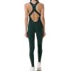 imageAUROLA Power Workout Jumpsuit for Women Yoga Gym Seamless One Piece Racerback Tummy Control Padded Bra JumpsuitForest Green