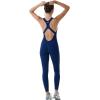 imageAUROLA Power Workout Jumpsuit for Women Yoga Gym Seamless One Piece Racerback Tummy Control Padded Bra JumpsuitPageant Blue