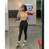 imageAUROLA Power Workout Leggings for Women Tummy Control Squat Proof Ribbed Thick Seamless Scrunch Active PantsBlack