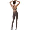 imageAUROLA Power Workout Leggings for Women Tummy Control Squat Proof Ribbed Thick Seamless Scrunch Active PantsChestnut Brown