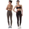 imageAUROLA Power Workout Leggings for Women Tummy Control Squat Proof Ribbed Thick Seamless Scrunch Active PantsSet Chocolate Tortechestnut Brown