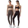 imageAUROLA Power Workout Leggings for Women Tummy Control Squat Proof Ribbed Thick Seamless Scrunch Active PantsSet Chocolate Tortechestnut Brown