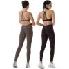 imageAUROLA Power Workout Leggings for Women Tummy Control Squat Proof Ribbed Thick Seamless Scrunch Active PantsSet Chocolate Tortechestnut Brown