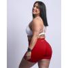 imageAUROLA Power Workout Shorts for Women Tummy Control Squat Proof Ribbed Thick Seamless Scrunch Active ShortFlame Red