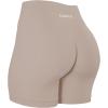 imageAUROLA Power Workout Shorts for Women Tummy Control Squat Proof Ribbed Thick Seamless Scrunch Active ShortPackblackNaturalChestnut Brown
