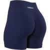 imageAUROLA Power Workout Shorts for Women Tummy Control Squat Proof Ribbed Thick Seamless Scrunch Active ShortPackblackNaval AcademyChocolate Torte