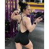 imageAUROLA Strapy Romper for Women Workout Yoga Gym Seamless One Piece Jumpsuit Tummy Control Padded Sports BraBlack