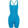imageAUROLA Strapy Romper for Women Workout Yoga Gym Seamless One Piece Jumpsuit Tummy Control Padded Sports BraBlue Danube