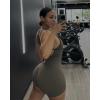 imageAUROLA Strapy Romper for Women Workout Yoga Gym Seamless One Piece Jumpsuit Tummy Control Padded Sports BraChestnut Brown