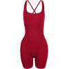 imageAUROLA Strapy Romper for Women Workout Yoga Gym Seamless One Piece Jumpsuit Tummy Control Padded Sports BraChili Red