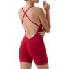 imageAUROLA Strapy Romper for Women Workout Yoga Gym Seamless One Piece Jumpsuit Tummy Control Padded Sports BraChili Red