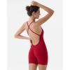 imageAUROLA Strapy Romper for Women Workout Yoga Gym Seamless One Piece Jumpsuit Tummy Control Padded Sports BraChili Red