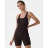 imageAUROLA Strapy Romper for Women Workout Yoga Gym Seamless One Piece Jumpsuit Tummy Control Padded Sports BraChocolate Torte