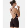 imageAUROLA Strapy Romper for Women Workout Yoga Gym Seamless One Piece Jumpsuit Tummy Control Padded Sports BraChocolate Torte