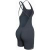 imageAUROLA Strapy Romper for Women Workout Yoga Gym Seamless One Piece Jumpsuit Tummy Control Padded Sports BraDark Grey
