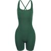 imageAUROLA Strapy Romper for Women Workout Yoga Gym Seamless One Piece Jumpsuit Tummy Control Padded Sports BraEden Green