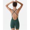 imageAUROLA Strapy Romper for Women Workout Yoga Gym Seamless One Piece Jumpsuit Tummy Control Padded Sports BraEden Green