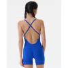 imageAUROLA Strapy Romper for Women Workout Yoga Gym Seamless One Piece Jumpsuit Tummy Control Padded Sports BraKlein Blue