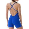 imageAUROLA Strapy Romper for Women Workout Yoga Gym Seamless One Piece Jumpsuit Tummy Control Padded Sports BraKlein Blue