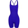 imageAUROLA Strapy Romper for Women Workout Yoga Gym Seamless One Piece Jumpsuit Tummy Control Padded Sports BraKlein Blue
